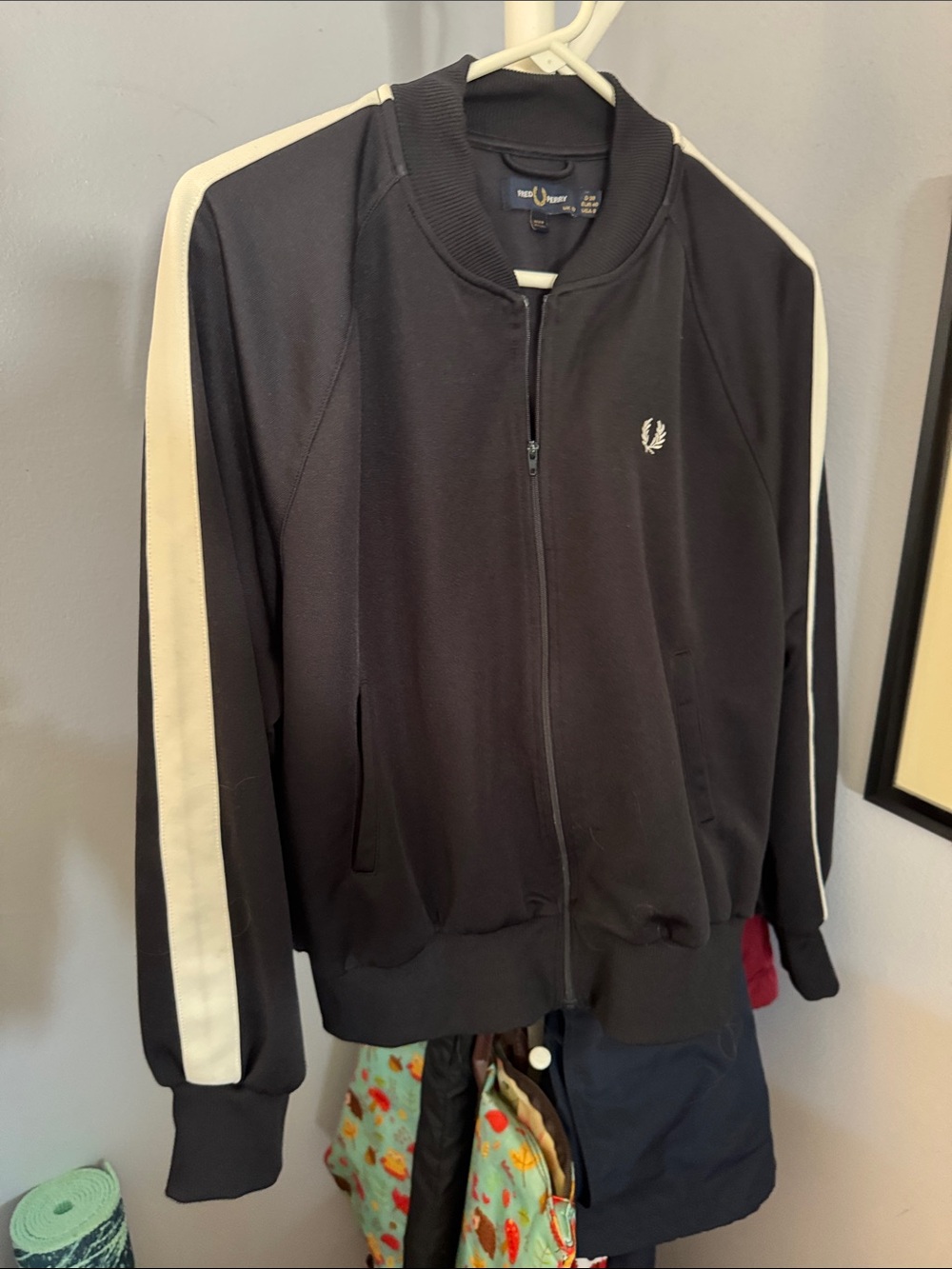 Fred Perry Navy Track Jacket with White Stripes UNISEX